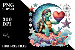 Boho Turtle Sitting on a Star PNG Product Image 2