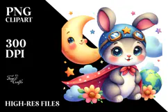 Colorful Cute Baby Rabbit PNG Product Image 2