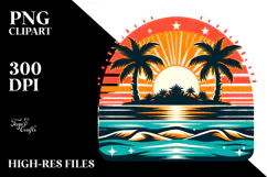 Retro Tropical Island Sunset PNG Product Image 2