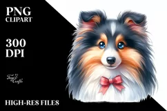 Watercolor Cute Collie Sublimation Clipart Product Image 3