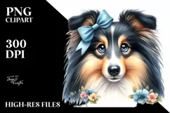 Watercolor Cute Collie Sublimation Clipart Product Image 3