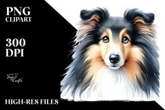 Watercolor Cute Collie Sublimation Clipart Product Image 3