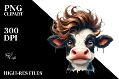 Funny Cow with Cool Haircut PNG Product Image 2