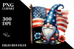 Vintage Gnome,USA Flag | Sublimation | Clipart Product Image 1