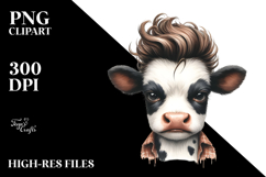 Contempt Baby Cow with Cool Hair PNG Product Image 2