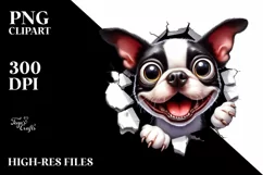 Funny Boston Terrier Watercolor Clipart Product Image 1