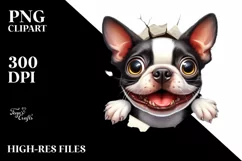 Funny Boston Terrier Watercolor Clipart Product Image 1