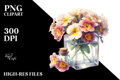 Bottle with Primrose Watercolor Clipart Product Image 2