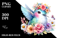 Cartoon Hummingbird Flower Crown | Clipart Product Image 2