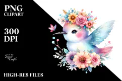 Cartoon Hummingbird Flower Crown | Clipart Product Image 2