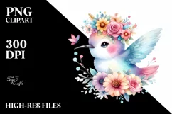 Cartoon Hummingbird Flower Crown | Clipart Product Image 3