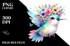 Cartoon Hummingbird Flower Crown | Clipart Product Image 1