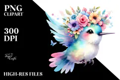 Cartoon Hummingbird Flower Crown | Clipart Product Image 2