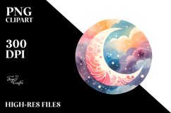 Washed Whimsical Moon | Clipart Product Image 2