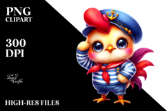 Vibrant Crazy Cute Rooster in Sailor Outfit PNG Product Image 2