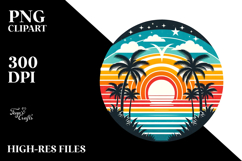 Retro Tropical Rainbow Sunset PNG Product Image 2