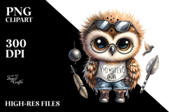 aCute Energetic Owl in Summer Clothes, PNG Product Image 2
