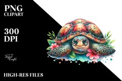 Watercolor Turtle,Turquoise | Sublimation | Clipart Product Image 1