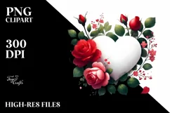 Digital Painting Heart with Roses PNG Product Image 2