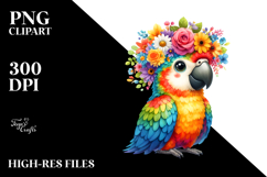 Sitting Macaw Flower Crown Clipart Product Image 2
