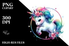 Colorful Baby Unicorn with Hoop PNG Product Image 1