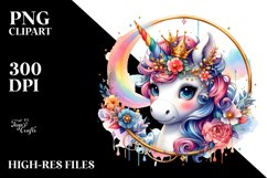 Colorful Unicorn Hoop Watercolor PNG Product Image 1