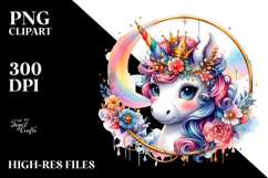 Colorful Unicorn Hoop Watercolor PNG Product Image 2