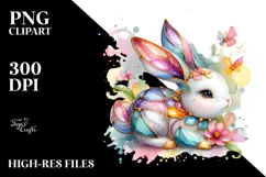 Colorful Diamond Bunny on Splashy Background PNG Product Image 2