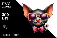 Goofy Bat Boy with Flower in Mouth PNG Product Image 2