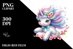 Cute Baby Unicorn Tumbling | Clipart Product Image 1