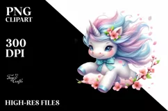 Cute Baby Unicorn Tumbling | Clipart Product Image 1
