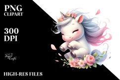 Cute Baby Unicorn Tumbling | Clipart Product Image 3