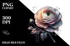 Shiny Ranunculus with Metallic Accents | Watercolor Design Product Image 3