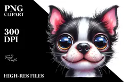 Watercolor Cute Boston Terrier, Transparent PNG Product Image 2