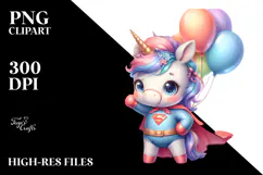Cute Baby Unicorn Hero Clipart Product Image 2