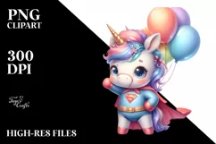 Cute Baby Unicorn Hero Clipart Product Image 1