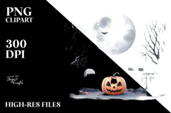 Simplistic Haloween Scene TOMBSTONE PNG Product Image 2