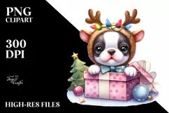 Expressive Baby Boston Terrier, Winter PNG Product Image 3