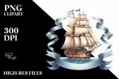 Boho Vintage Sailboat Ribbons | Sublimation Clipart Product Image 3