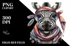 Funny Zebra Portrait Silk Scarf | Sublimation Clipart Product Image 3