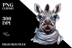 Funny Zebra Portrait Silk Scarf | Sublimation Clipart Product Image 1