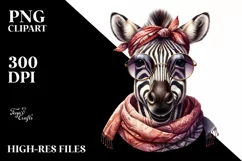 Funny Zebra Portrait Silk Scarf | Sublimation Clipart Product Image 1