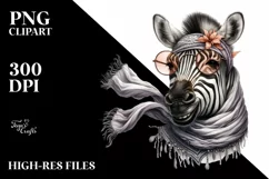 Funny Zebra Portrait Silk Scarf | Sublimation Clipart Product Image 1
