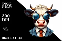 Funny Cow Suit Retro es | Sublimation Clipart Product Image 3