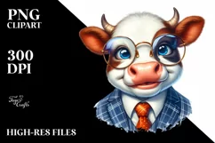 Funny Cow Suit Retro es | Sublimation Clipart Product Image 1
