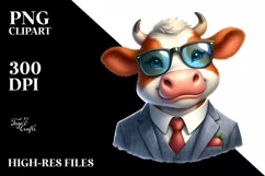 Funny Cow Suit Retro es | Sublimation Clipart Product Image 3