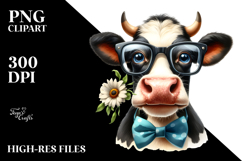 Cow Portrait es Big Eyes Watercolor | Sublimation | Clipart Product Image 2