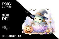 Halloween Turtle with Witch Potion PNG Product Image 2