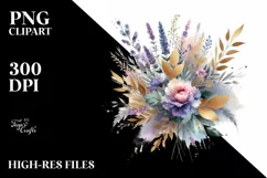 Colorful Abstract Bouquet with Lavender | Watercolor Design Product Image 3