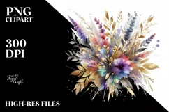 Colorful Abstract Bouquet with Lavender | Watercolor Art Product Image 3